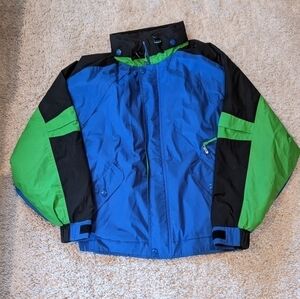 Vintage London Fog Expedition Gear Jacket Coat Zipper Front Large Blue Green